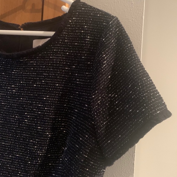 Loft A-line black and white knit weave dress. - Picture 5 of 8